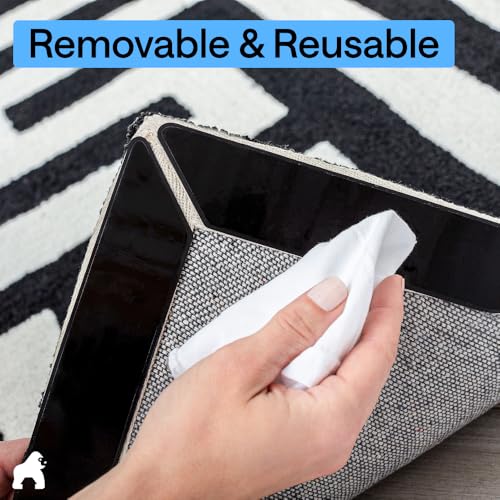 GORILLA GRIP® Rug Gripper Pads, Reusable Double-Sided Stickers Keep Area Rugs Corners Flat, Grips Hardwood, Tile and Laminate Floors, Renter Friendly, Holds Down Carpet in Place, Home Décor, 8 Pcs