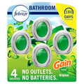 Febreze Bathroom Air Freshener, Odor-Fighting, Plug In Alternative, Air Fresheners for Small Spaces in Home, Bathroom, Kitchen, & Closet, Pet & Litter Box Odor Fighter, Gain Original Scent, 4ct