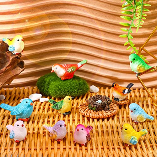 Unittype 25 Pcs Miniature Bird Figurines Animal Figurines Tiny Mini Resin Birds Statues Animal Garden Model for Micro Landscape Home Terrarium Christmas Crafts Decorations