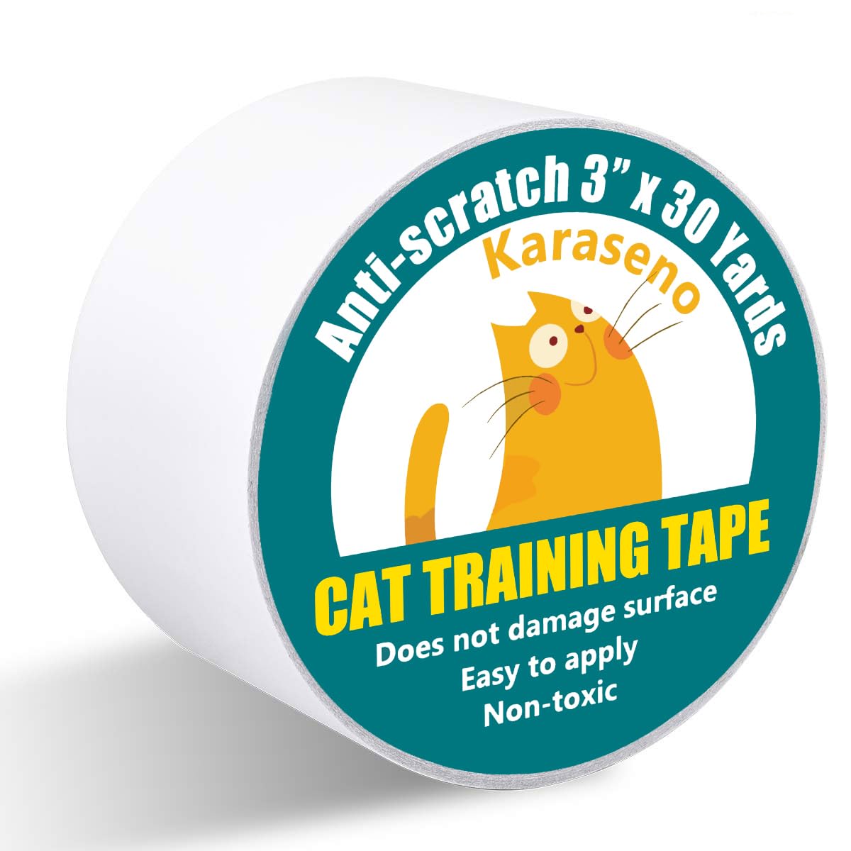 Karaseno Anti Cat Scratch Tape, 3 inches x 30 Yards Pet Training Tape, 100% Transparent Clear Double Sided Cat Scratch Deterrent Tape, Furniture Protector for Couch, Carpet, Doors, Pet & Kid Safe