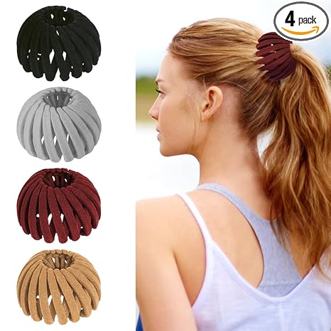 Bird Nest Magic Hair Clip - Expandable Hair Bun Maker Hair Accessories for Women Ponytail Holder Hair Bun Clip for Thin Thick Fine Curly Hair, Plastic Hair Barrettes Hair Scrunchies