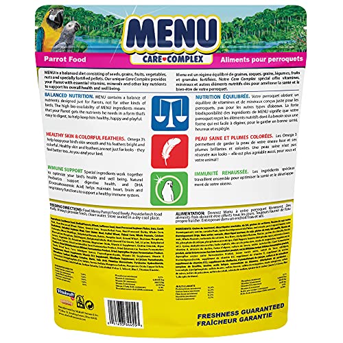 Vitakraft Menu Premium Parrot Food - Vitamin-Fortified - Macaw, , Conure, and Parrot Food for Large Birds 5 Pound (Pack of 1)
