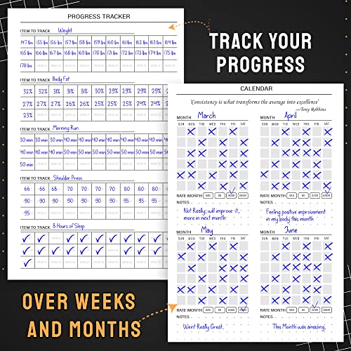 Nextnoid Hardcover Fitness Journal Workout Planner for Men & Women - A5(5.7" x 8.3") Sturdy Workout Log Book to Track Gym & Home Workouts