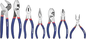 7-piece WORKPRO Pliers Set with Groove Joint, Long Nose, Slip Joint, Linesman, and Diagonal Pliers for DIY & Home Use