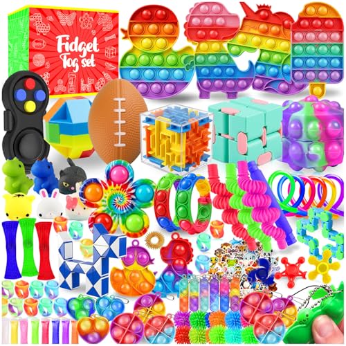 Fidget Toys, 160 Pack Party Favors for Kids 8-12 4-8, Sensory Toys Bulk Autism Autistic, Treasure Box Toys for Classroom, Stocking Stuffers, Goodie Bag Stuffers, Christmas Birthday Gifts Prizes