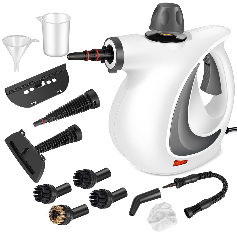 Handheld Pressurized Steam Cleaner with 12 pcs Accessories, Steamer for Cleaning, Steam Cleaner for Home Use, Steamer for Cleaning Car, Furniture, Floor, Upholstery, Grout and Tile, Deep Gray