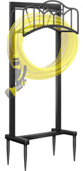 Garden Hose Holder -Upgraded Hose Holder Holds 100-feet Hose,Freestanding Heavy Duty Hose Hanger,Sturdy Hose Stand for Lawn & Yard,Black
