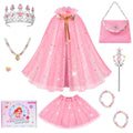 Meland Princess Dress Up for Girls 3-8, Cape with Crown & Tutu, Birthday Gift for Toddler Girls, Pretend Play Toys for Kids
