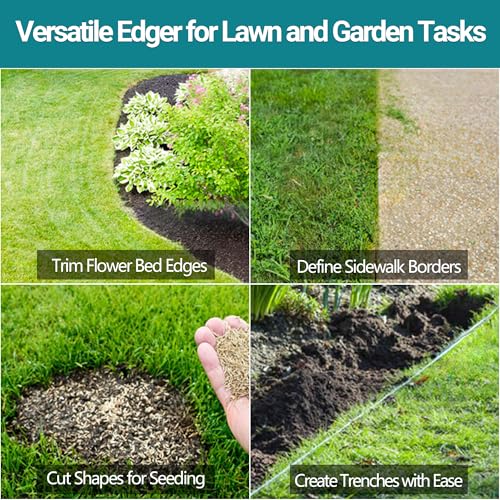 Edger Lawn Tool 41in Border Edger with Tempered Spring Steel Blade Long Rubber Handle Wide Footplate Rustproof Manganese Steel Half Moon Edger for Garden Maintenance