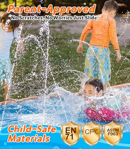 Spring Water Slip and Water Slide, 22ft *2 Lanes Slip Water Slides for Kids Backyards Ages 5-8 8-12 with Sprinkler and Inflatable Bodyboards, Summer Water Fun Toy for Outdoor Lawn Games Play