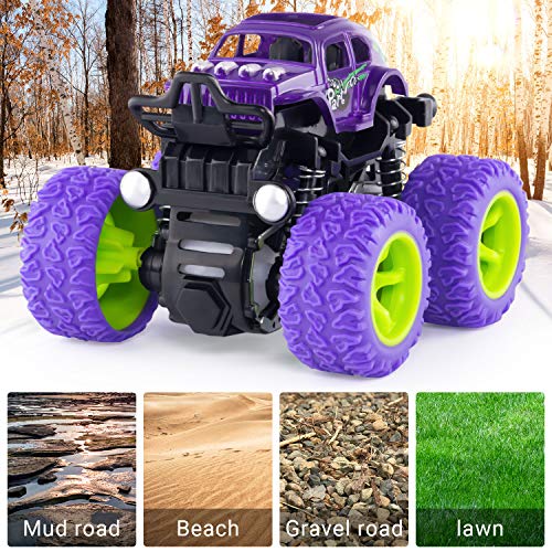 4 Pack Monster Trucks Toys for Boys 2 3 4 5 6 Year Old, Friction Powered Pull Back Car Toys for Toddlers Kids Ages 2-3-5-7, Best Birthday Christmas Party Gift for Boys and Toddlers
