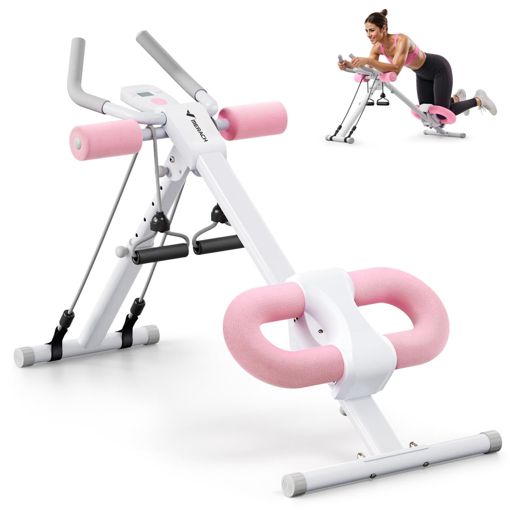 MERACH Ab Machine, Ab Workout Equipment, Adjustable Ab Trainer Machine for Abs Workout at Home Gym, Foldable, Knee Protection, Abdominal Trainer for Stomach Workout