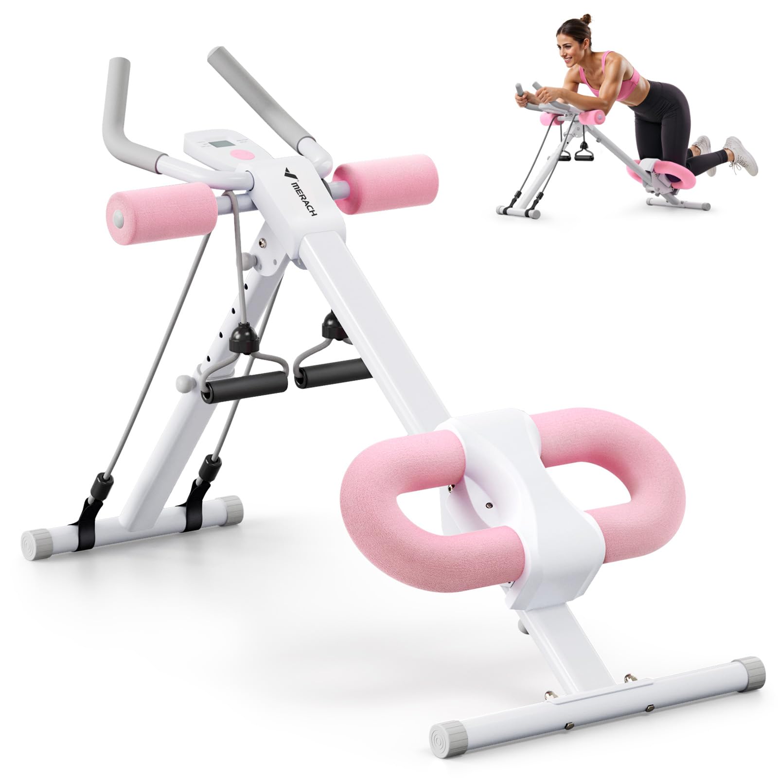 MERACH Ab Machine, Ab Workout Equipment, Adjustable Ab Trainer Machine for Abs Workout at Home Gym, Foldable, Knee Protection, Abdominal Trainer for Stomach Workout