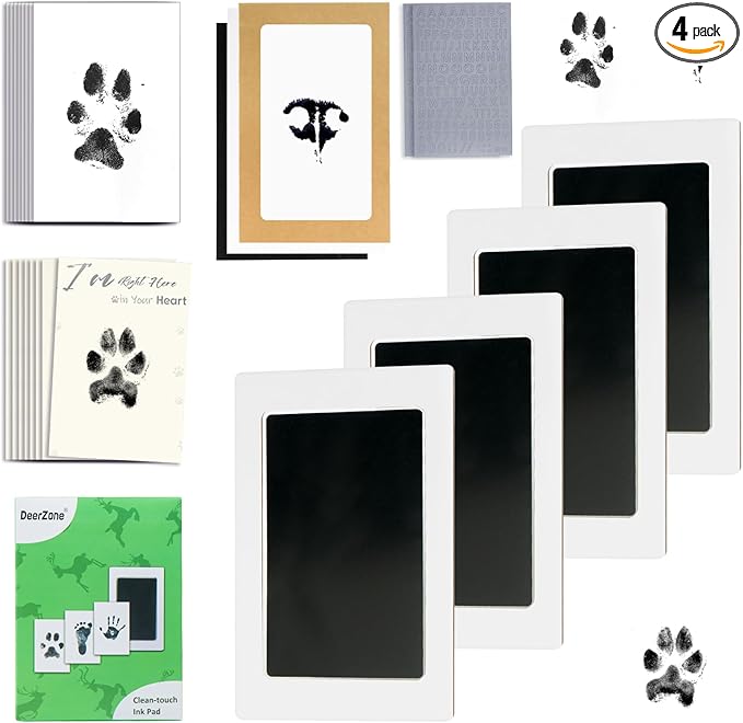 DeerZone Inkless Paw Print Kit,Dog Paw Print Kit,Dog Nose Print Kit,Clean Touch Ink Pads and Imprint Cards,Pet Paw Print Impression Kit for Dogs Cats Footprint Keepsake