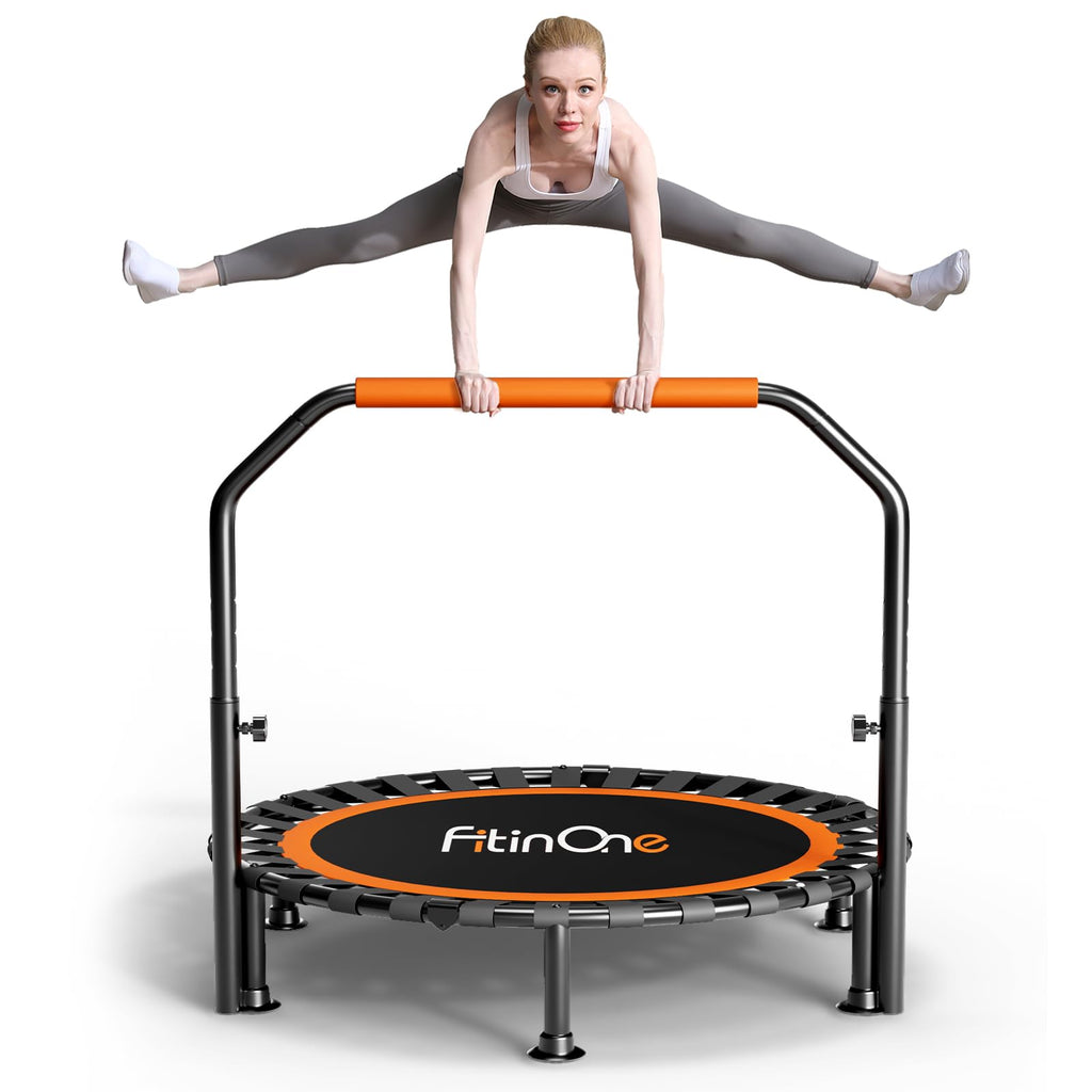 40"/48" Foldable Mini Trampoline Load 330lbs, Portable Exercise Rebounder with Durable Bungee Band, Fitness Trampoline for Adults and Kids