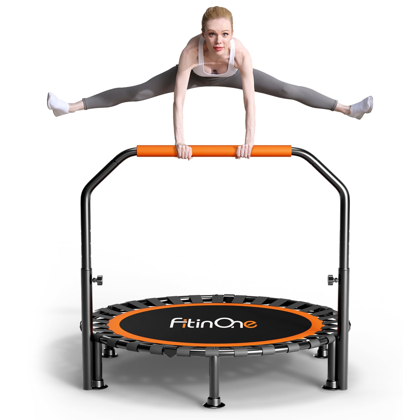 40"/48" Foldable Mini Trampoline Load 330lbs, Portable Exercise Rebounder with Durable Bungee Band, Fitness Trampoline for Adults and Kids