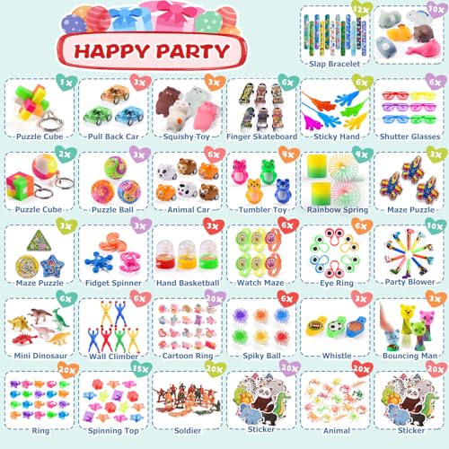 300 PCS Party Favor for Kids Goodie Bags Stuffers, Prize Box Toys for Kids Classroom Bulk, Small Fidget Toys Pinata Egg Fillers, Treasure Chest for Students Rewards, Carnival Prizes, Birthday Gifts