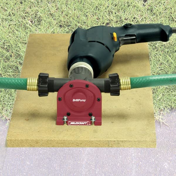 Milescraft 1314 Drill Pump 750 - Self Priming Water Pump Attachment for Drills - Water Transfer Pump - Uses Common Garden Hose - 750 Gallons per Hour