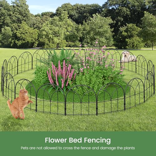 Youpehom Small 12.55"*16.53" Decorative Garden Fencing Border, No Dig Fences Barrier, Black Metal Fence, Garden Edging Fence Panel, Dog Fence Outdoor for Yard, Flower Bed (6 pcs)