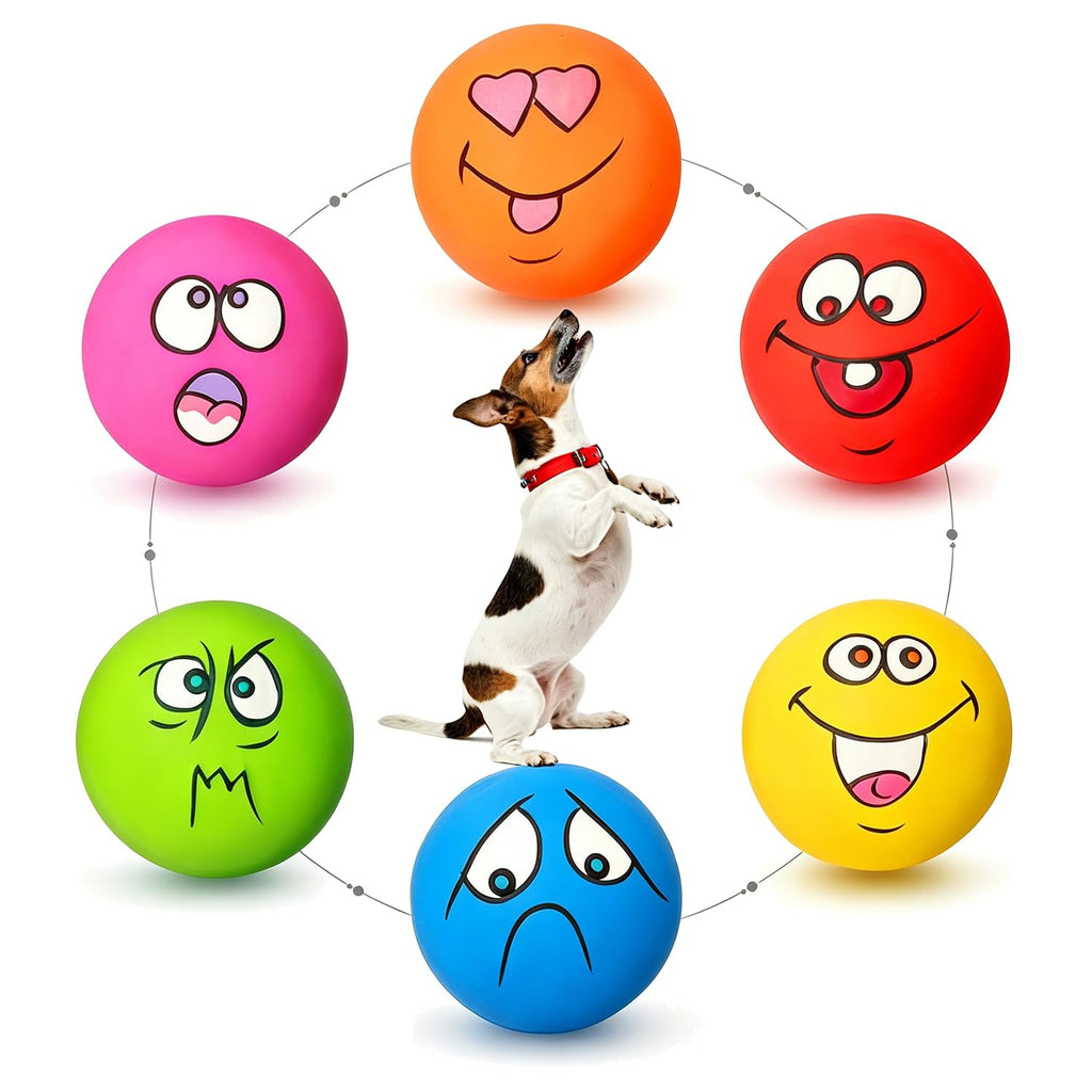 HOLYSTEED Latex Dog Squeaky Toys, Rubber Soft Small Dog Toys Chewing Squeaky Toy, Fetch Play Balls Toy for Puppy Small Pets 6pcs