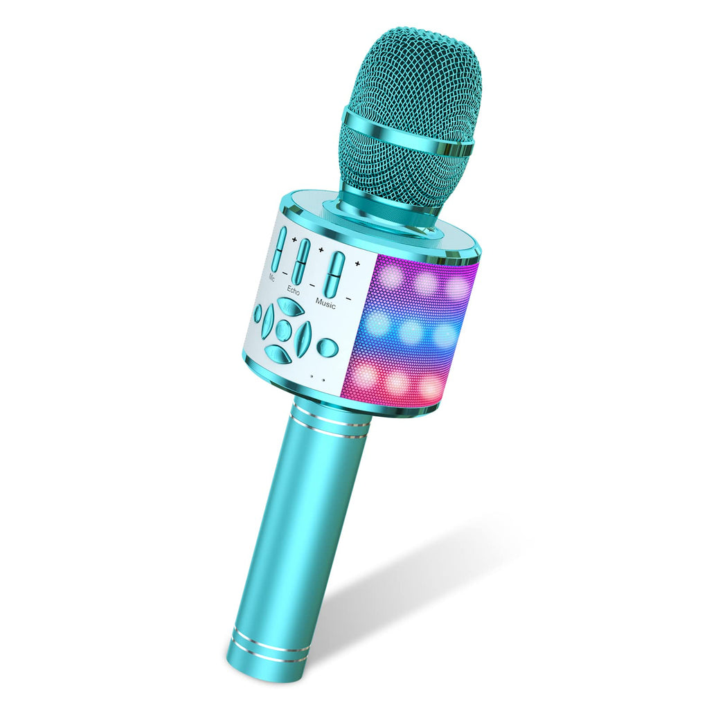 Amazmic Kids Karaoke Microphone Machine Toys for Girls Bluetooth Microphone with LED Light, Children's Day Birthday Gift for Girls Boys 3 4 5 6 7 8 9 10 11 12 Year Old Kids Toys(Blue)