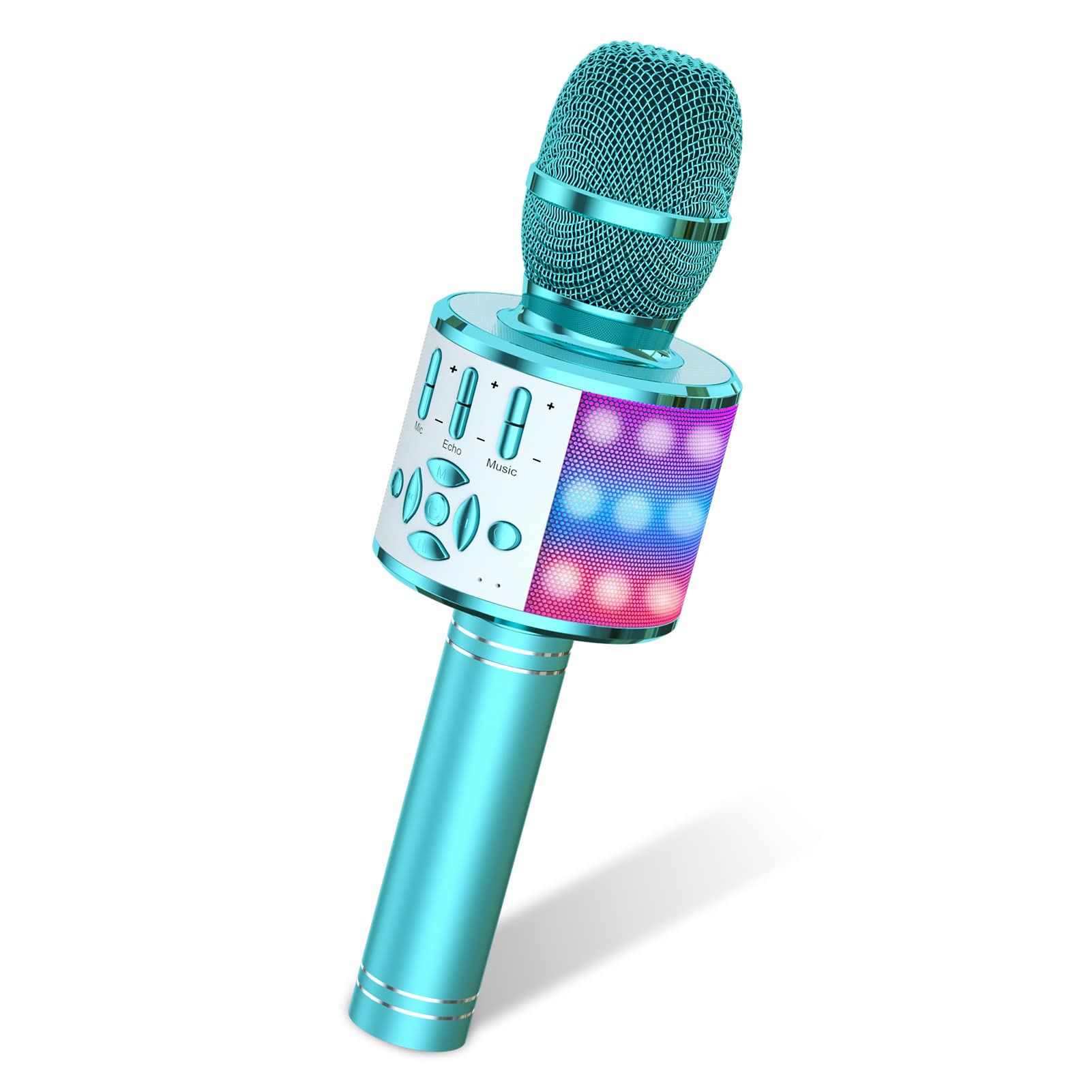 Amazmic Kids Karaoke Microphone Machine Toys for Girls Bluetooth Microphone with LED Light, Children's Day Birthday Gift for Girls Boys 3 4 5 6 7 8 9 10 11 12 Year Old Kids Toys(Blue)