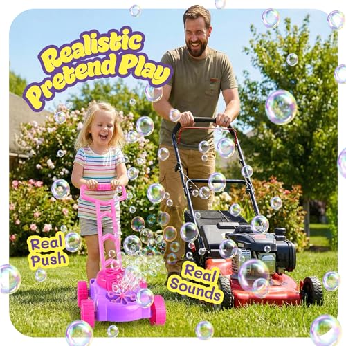 ArtCreativity Bubble Lawn Mower for Toddlers 1-3, Bubble Machine for 1-Year-Old Girl Gifts, Toddler Outdoor Toys for 2-Year-Old Girl Birthday Gift, Push Summer Gardening Toys for Toddlers Age 1 2 3 +