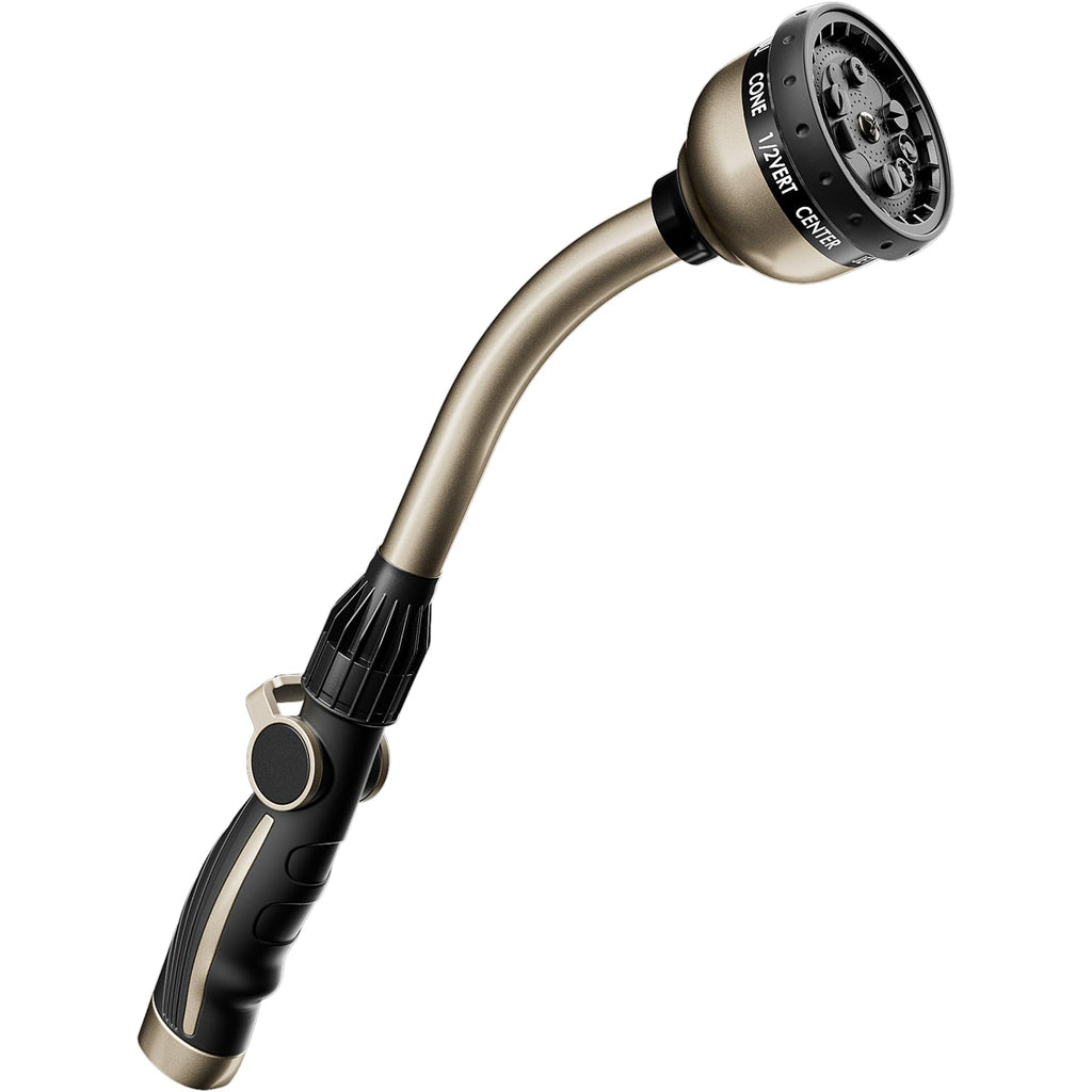 RESTMO Watering Wand Heavy Duty, Metal Garden Hose Wand with 10 Spray Patterns, 15-Inch Long Hose Nozzle Sprayer with Thumb Flow Control, Ideal to Water Hanging Baskets and Shrubs