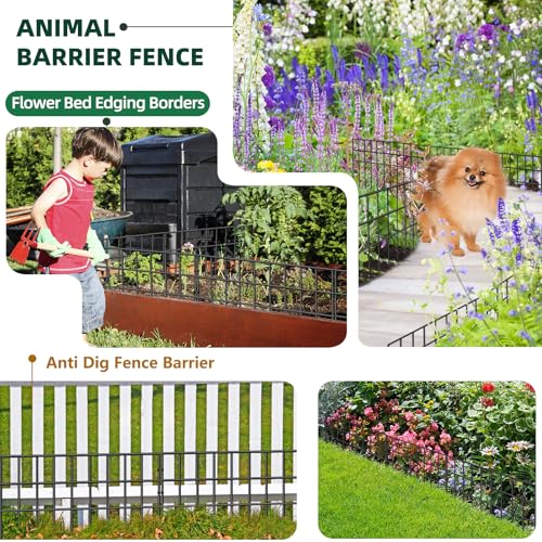 42.5ft(L) x 13in(H) Animal Barrier Fence, 30 Panels No Dig Garden Fence for Dog Rabbit, Rustproof Anti Digging Barrier, Garden Edging Border Ground Defense for Outdoor, Yard, Patio