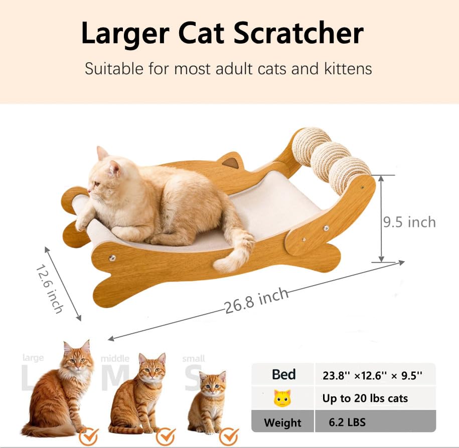 Cat Scratch Pad with Replacement Scratching Felt, Large Cat Scratcher Bed Hammock Lounge for Scratching Pad, Protects Furniture, Kittens Gifts