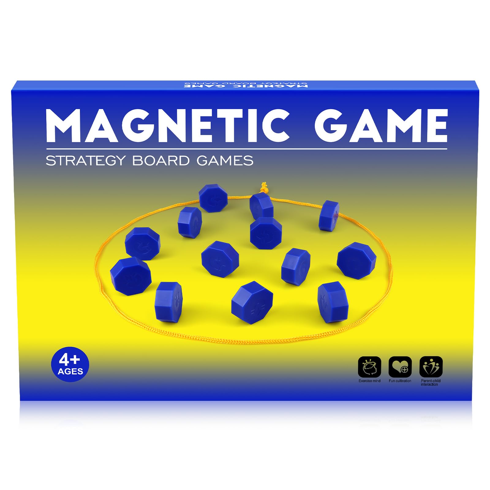 Bameca Magnetic Chess Game with Full-Size Stones, Magnet Game with String, for Family & Party & Travel & Camping, Puzzle Strategy Games, 2 Player Games for Kids & Adults