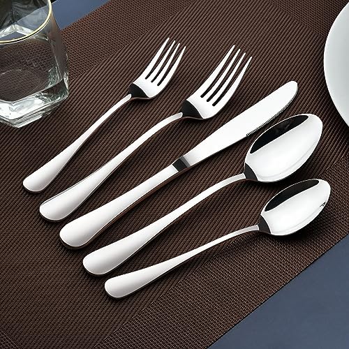 Silverware Set for 8, 40 Piece Heavy Duty Stainless Steel Flatware Utensils Cutlery Set Including Steak Knife Fork and Spoon, Dishwasher Safe, Gift Package for Wedding Housewarming
