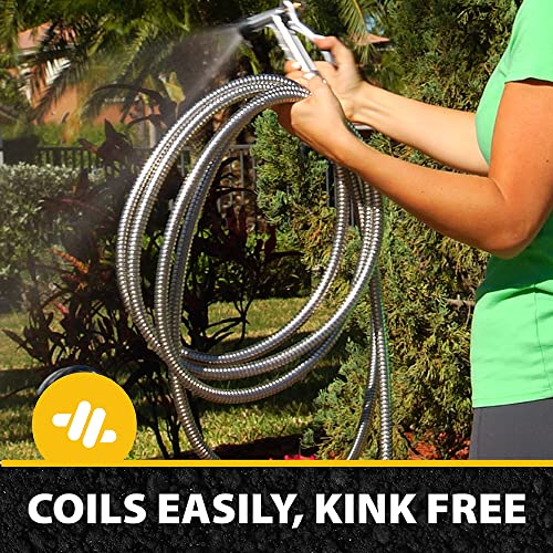 BIONIC STEEL 75 Ft Garden Hose 304 Stainless Steel, 75 Ft Water Hose, Super Tough & Flexible Metal Hose, Lightweight, Crush Resistant Fittings, Kink & Tangle Free, Rust Proof, Easy to Use & Store
