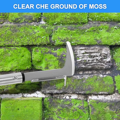 BARAYSTUS Crack Weeder, Stainless Steel Manual Crevice Weeding Tool, Long Handle Weed Grabber Remover, L-Shaped Manual Weeder Puller, Durable Crevice Weeding Tool for Sidewalk Garden Patio Lawn