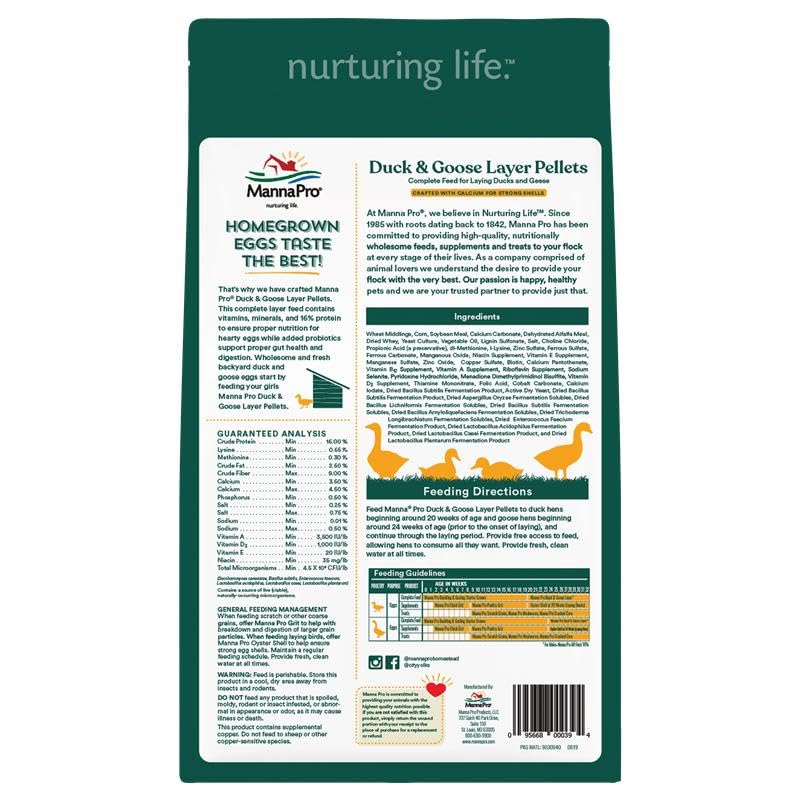 Manna Pro Duck Layer Pellet | High Protein for Increased Egg Production | Formulated with Probiotics to Support Healthy Digestion | 25 Pounds