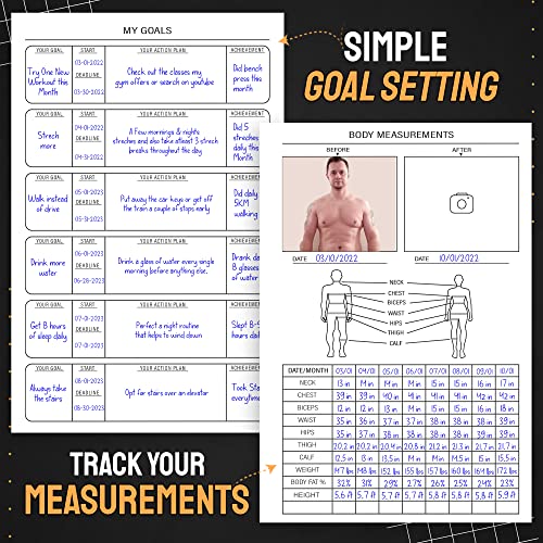 Nextnoid Hardcover Fitness Journal Workout Planner for Men & Women - A5(5.7" x 8.3") Sturdy Workout Log Book to Track Gym & Home Workouts