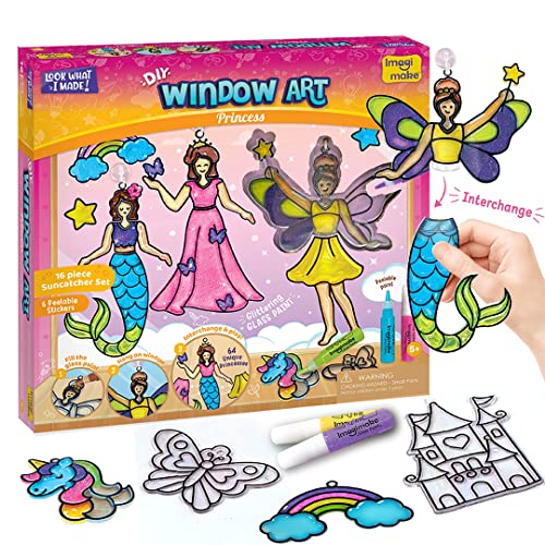 Imagimake Window Art Princess | Suncatcher Kit | Arts and Crafts for Kids Ages 8-12 | Girls Toys Age 6-8 | Unicorn Gifts for Girls Age 6-8 | 5 Year Old Girl Gift | 8 Year Old Girl Birthday Gift