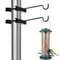 2 Pack Bird Feeder Hanger Hook, Metal Clamp-On Deck Hook for Railing Pole, Outdoor Hanging Bracket for Plant, Camping Lantern Rack, Windproof Tree Branch Hooks for Wild Bird House Holder