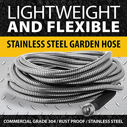 BIONIC STEEL 75 Ft Garden Hose 304 Stainless Steel, 75 Ft Water Hose, Super Tough & Flexible Metal Hose, Lightweight, Crush Resistant Fittings, Kink & Tangle Free, Rust Proof, Easy to Use & Store