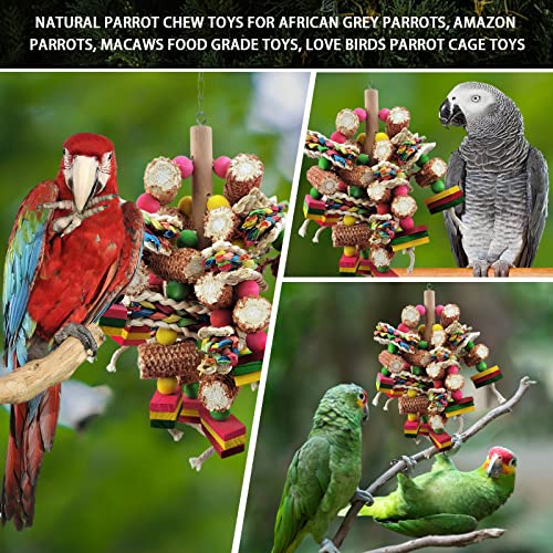 Bird Toys, Parrot Toys, Bird Toys Made of Natural Multi-Colored Wooden Blocks for African Grey Parrots,  Parrots, Small and Medium-Sized Birds to Exercise Beak Strength