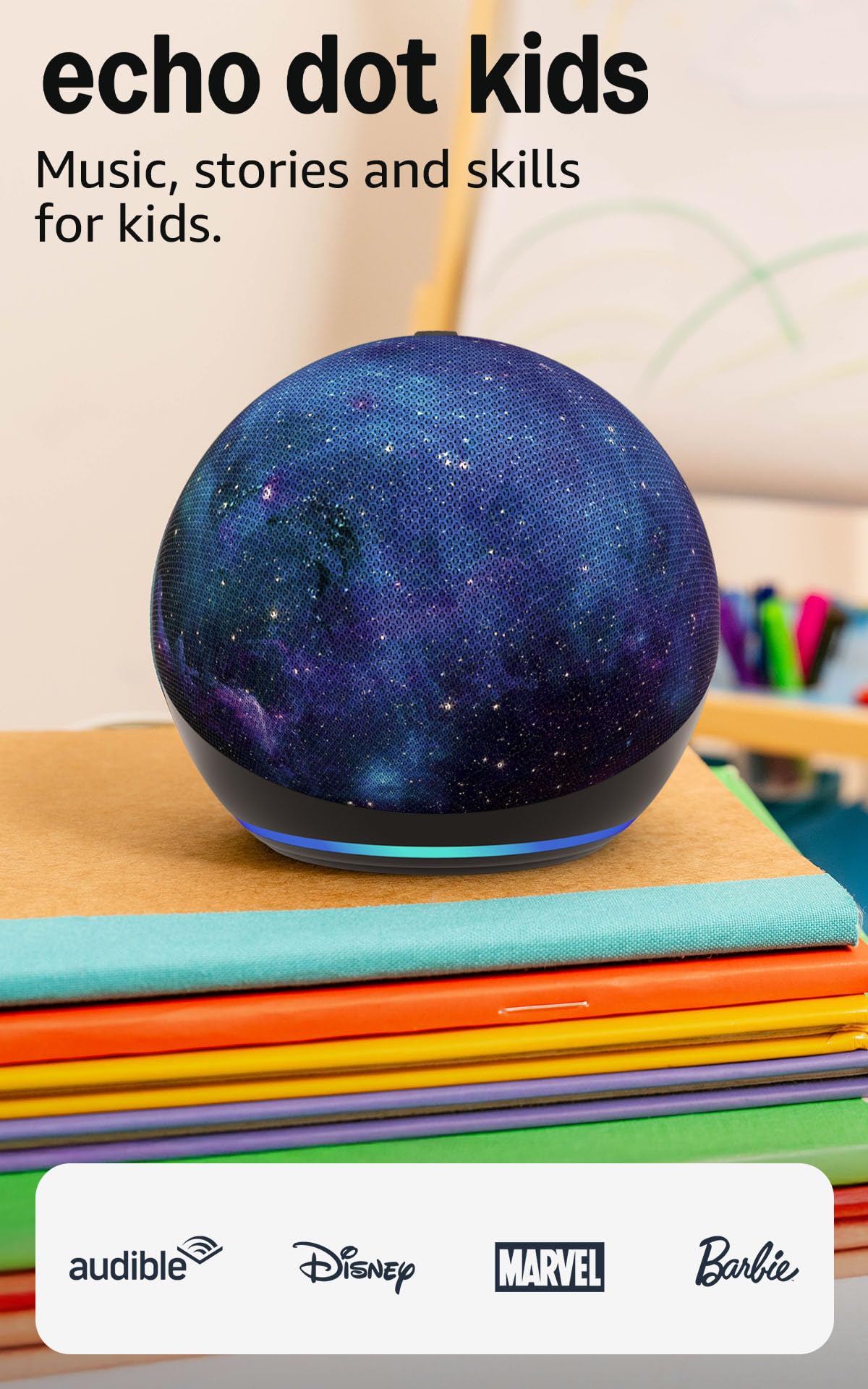 Echo Dot Kids (newest model) - Designed for kids, Designed for Alexa+, parental controls, Includes 1 Year of  Kids+, Stardust