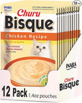 INABA Churu Bisque for Cats, Creamy Lickable Purée Side Dish with Vitamin E, 1.4 Ounces per Pouch, 12 Pouches, Chicken Recipe
