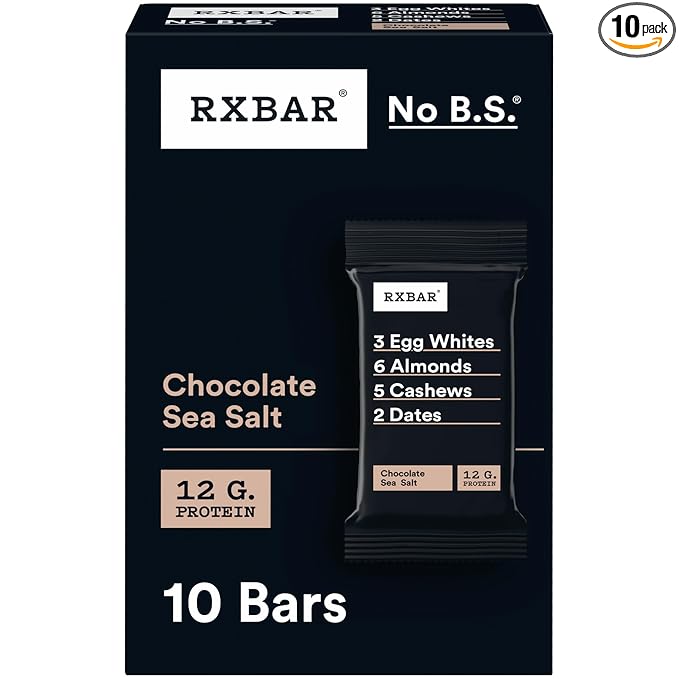 RXBAR Protein Bars, Protein Snack, Snack Bars, Chocolate Sea Salt, 18.3oz Box (10 Count)