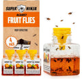 Super Ninja Fruit Fly Traps for Indoors - 4 Pack, Highly Effective Fruit Fly Catcher for Indoor Use for Home & Kitchen, Up to 3 Weeks of Performance per Bottle, Kid & Pet Friendly