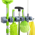 Basics Rectangular Heavy Duty Wall Mount Broom and Mop Holder, Sturdy Tool Organizer with Hooks and Slots for Garage, Garden, Laundry, Kitchen Organization, 2.36 x 16.9 x 3.35 in, Gray