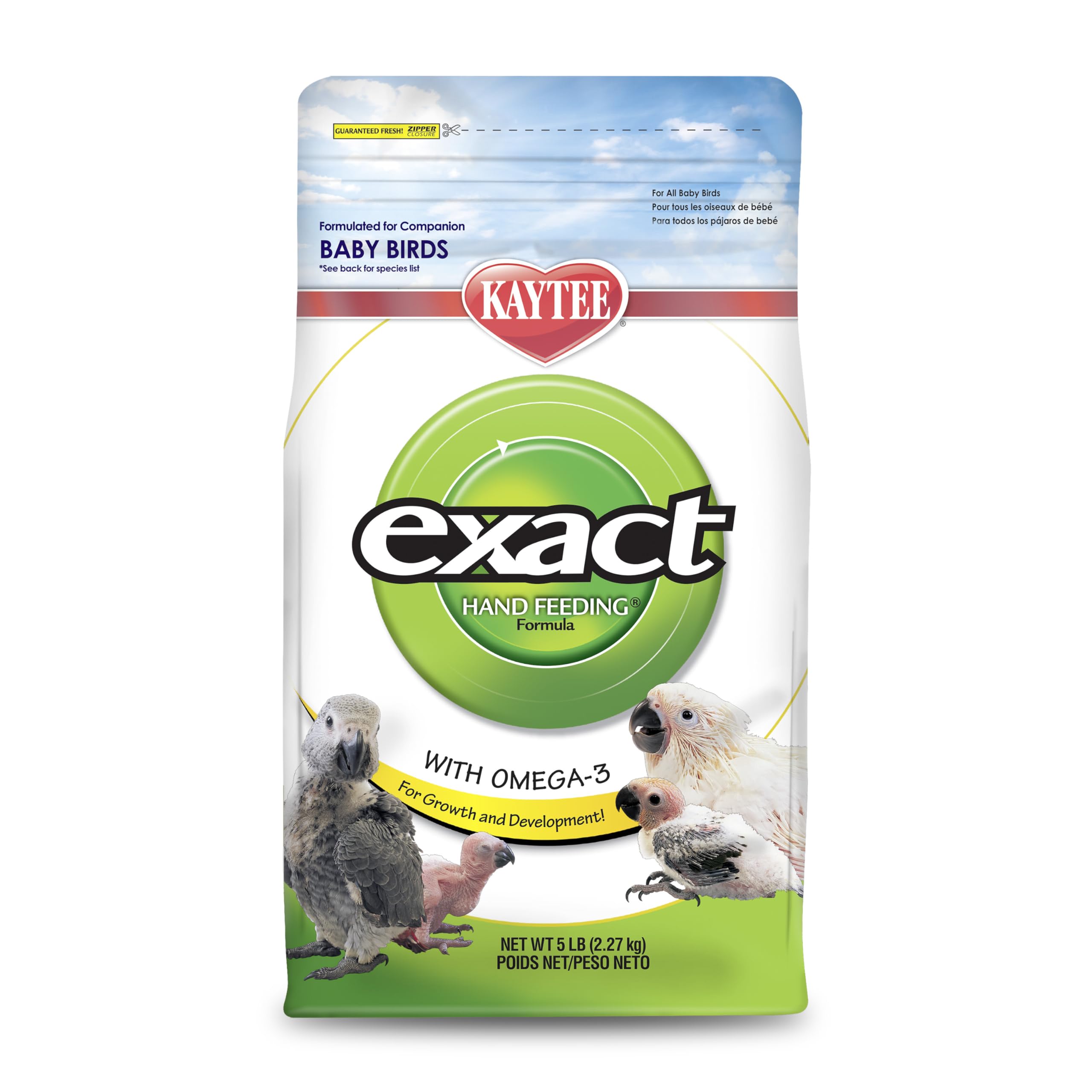 Kaytee Exact Hand Feeding Pet Bird Baby Food For Parrots, Parakeets, Lovebirds, Cockatiels, Conures, Cockatoos, and Macaws, 5 Pound