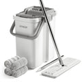 JOYMOOP Mop and Bucket Set, Flat Mop Flat Head, Microfiber Dust Mops for Household & Commercial Wall Cleaner with Long Handle, Hands-Free Floor Cleaning