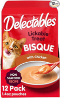 Delectables Lickable Treat Bisque Non-Seafood Wet Cat Treat with Real Chicken, Food Topper, Hydrating, Grain-Free, No Fillers, By-Products, Added Preservatives, 1.4oz Pouch, 12ct