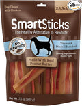 SmartBones SmartSticks With Real Peanut Butter, Rawhide-Free Chews for Dogs, 25 Count