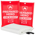 Prepared Hero Emergency Fire Blanket - 2 Pack - Fire Suppression for Kitchen, 39” x 39” Fiberglass Fire Blanket for Home